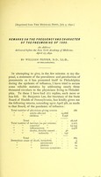 view Remarks on the frequency and character of the pneumonias of 1890 : an address delivered before the New York Academy of Medicine, April 17, 1890 / by William Pepper.