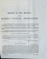 view Report of the meeting of the Queen's College, Birmingham.