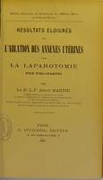 view Résultats éloignés de l'ablation des annexes utérines par la laparotomie pour tubo-ovarites.