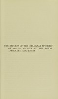 view The results of the influenza epidemic of 1891-92, as seen in the Royal Infirmary, Edinburgh / by A. Lockhart Gillespie.