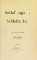 view Schlaflosigkeit und Schlafmittel : fur Laien und Aerzte / von Carl Werner.