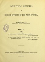 view Scientific memoirs by medical officers of the Army of India.  Part 1. 1884. / edited by B. Simpson.