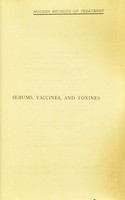 view Serums, vaccines and toxins in treatment and diagnosis / by Wm. Cecil Bosanquet and John W.H. Eyre.