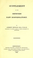 view Supplement to the Edinburgh new dispensatory / by Andrew Duncan.