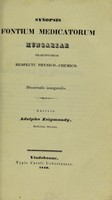 view Synopsis fontium medicatorum Hungariae : praecipuorum respectu physico-chemico / auctore Adolpho Zsigmondy.