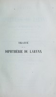 view Traité de la dipthérie du larynx : croup / par Auguste Millet.