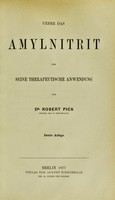 view Ueber das Amylnitrit und seine therapeutische Anwendung / von Robert Pick.