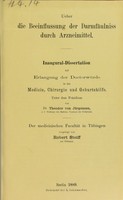 view Ueber die Beeinflussung der Darmfaulniss durch Arzneimittel : Inaugural-Dissertation ... / vorgelegt von Robert Steiff.