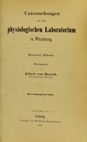 view Untersuchungen aus dem physiologischen Laboratorium in Wurzburg.