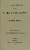 view Untersuchungen uber die Innervation des Herzens / von Albert v. Bezold.