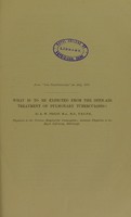 view What is to be expected from the open-air treatment of pulmonary tuberculosis? / by R.W. Philip.