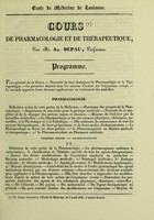 view Cours de pharmacologie et de thérapeutique / par M. Am. Dupau, Professeur.