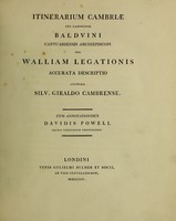 view Itinerarium Cambriae: seu laboriosae Balduini ... / per Walliam legationis accurata descriptio ... Cum annotationibus Davidis Poweli.