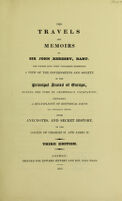 view The travels and memoirs / The former [now first published] exhibiting a view of the governments and society in the principal states of Europe during the time of Cromwell's usurpation ... with anecdotes ... of the courts of Charles II and James II.