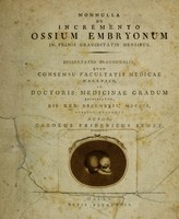 view Nonnulla de incremento ossium embryonum in primis graviditatis mensibus / [Carl Friedrich Senff].