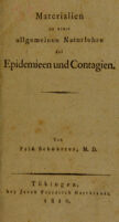 view Materialien zu einer allgemeinen Naturlehre der Epidemieen und Contagien / [Friedrich Schnurrer].