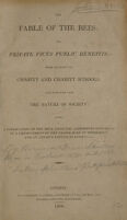 view The fable of the bees : or, private vices, publick benefits. With an essay on charity and charity-schools ... / [Bernard Mandeville].