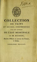 view Récit historique de la découverte, du progrès et publicité de l'eau médicinale, etc / [Nicolas Husson].