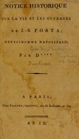 view Notice historique sur la vie et les ouvrages de J.B. Porta, gentilhomme napolitain / par D. [i.e. H.G. Duchesne].