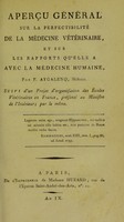 view Aperçu général sur la perfectibilité de la médecine vétérinaire, et sur les rapports qu'elle a avec la medicine humaine ... Suivi d'un projet d'organisation des écoles vétérinaires en France. Présente au Ministre de l'intérieur / par F. Aygalenq.