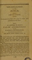 view True explanations of the Bible : Continued from part VI. given in 1805, and published in that year. Also, an answer to Hann's false assertions in his handbills & advertisements: together with an account of Ann Moore living without food, &c. Part the seventh.