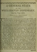 view A general state of the Whitehaven Dispensary, : for the year 1806.