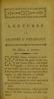 view An abstract of a course of lectures on anatomy and physiology : as delivered by a professor of anatomy, in London.