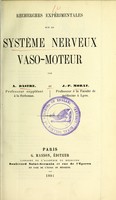 view Recherches expérimentales sur le système nerveux vaso-moteur / par A. Dastre et J.-P. Morat.