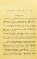 view A report on laceration of the cervix uteri / by T. B. Harvey ; stenographically reported for the Indiana State Medical Society at Indianapolis, May, 1883.