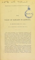 view The value of surgery in leprosy / by Beaven Rake.