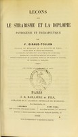 view Leçons sur le strabisme et la diplopie : pathogénie et thérapeutique / par F. Giraud-Teulon.