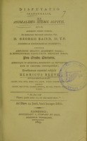 view Disputatio inauguralis, de animalibus hieme sopitis ... / eruditorum examini subjicit Henricus Reeve.