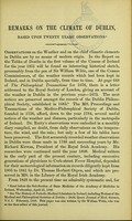 view Remarks on the climate of Dublin, based upon twenty years' observations / by John William Moore.