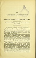 view The pathology and treatment of lateral curvature of the spine / by Charles F. Taylor.