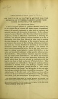 view On the value of Brücke's method for the removal of interfering substances from urine in testing for glucose / by Edgar Moore Green.