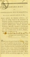 view Recherches et observations sur le diabétès / par G.-G. Lafont-Gouzi.