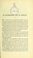 view On bacteriology and its results : a lecture / delivered by R. Koch, at the First General Meeting of the Tenth International Medical Congress, Berlin, August 4th, 1890 ; translated by Thomas Whiteside Hime.