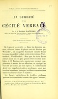 view La surdité et la cécité verbale / par Frédéric Bateman.