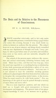 view The brain and its relation to the phenomena of consciousness / by C.A. Rayne.