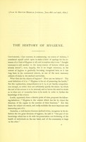 view A resumé of the history of hygiene : being the introductory lecture to a course on hygiene and public health, delivered at University College, London, May 10th, 1870 / by W.H. Corfield.