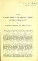 view On the specific gravity of different parts of the human brain / by H. Charlton Bastian.