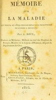 view Mémoire sur la maladie qui régna en 1809 chez les Espagnols prisonniers de guerre à Bourges / par A. Boin.