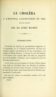 view Le choléra à l'hôpital Lariboisière en 1865 : dans ses rapports avec les autres maladies / par le Dr Stoufflet.