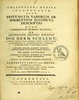 view Collectanea medica inauguralia, sive Systematis vasorum absorbentium succincta descriptio ... / publico ac solenni examini submittit Lambertus Lucas van Meurs.