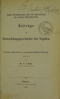 view Einige Beobachtungen über die Entwicklung des zelligen Muskelgewebes : Beiträge zur Entwicklungsgeschichte der Najaden : Inaugural-Abhandlung der medicinischen Facultät zu Würzburg / von F.A. Forel.