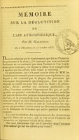 view Mémoire sur la déglutition de l'air atmosphérique / par M. Magendie.