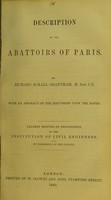 view Description of the abattoirs of Paris / by Richard Boxall Grantham ; with an abstract of the discussion upon the paper.