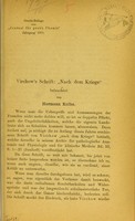 view Virchow's Schrift 'Nach dem Kriege' / beleuchtet von Hermann Kolbe.