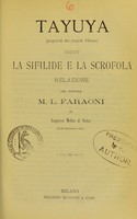 view Tayuya (proprietà dei fratelli Ubicini) : contro la sifilide e la scrofola / relazione del dottore M.L. Faraoni al Congresso Medico di Torino (18-23 Settembre 1876).