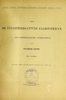 view Über die Säugethiergattung Galeopithecus : eine morphologische Untersuchung / von Wilhelm Leche.